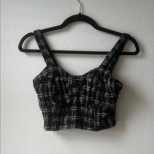 Japna Elegant Black and White Checkered Women's Tank Top